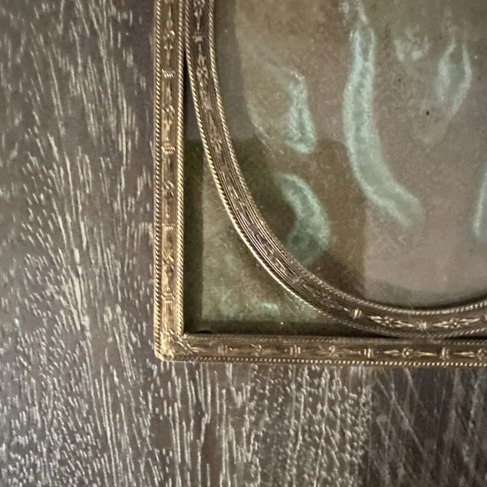 Antique Solid Brass Picture Frame with Original Glass – c. 1890–1915 – 3x4